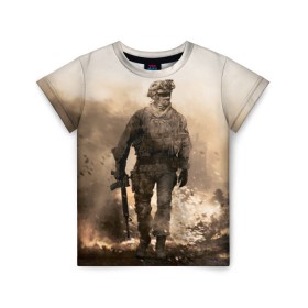Детская футболка 3D с принтом Call of Duty в Кировске, 100% гипоаллергенный полиэфир | прямой крой, круглый вырез горловины, длина до линии бедер, чуть спущенное плечо, ткань немного тянется | call of duty | cod | modern | mw2 | warfare