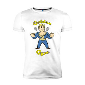 Мужская футболка премиум с принтом Fallout golden gym в Кировске, 92% хлопок, 8% лайкра | приталенный силуэт, круглый вырез ворота, длина до линии бедра, короткий рукав | 