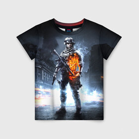 Детская футболка 3D с принтом Battlefield в Кировске, 100% гипоаллергенный полиэфир | прямой крой, круглый вырез горловины, длина до линии бедер, чуть спущенное плечо, ткань немного тянется | 3 | battlefield | батла | игра