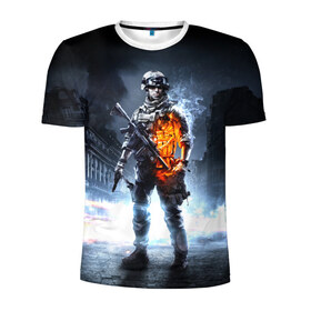 Мужская футболка 3D спортивная с принтом Battlefield в Кировске, 100% полиэстер с улучшенными характеристиками | приталенный силуэт, круглая горловина, широкие плечи, сужается к линии бедра | 3 | battlefield | батла | игра