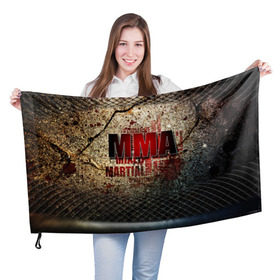 Флаг 3D с принтом MMA в Кировске, 100% полиэстер | плотность ткани — 95 г/м2, размер — 67 х 109 см. Принт наносится с одной стороны | judo | mma | ufc | борьба | единоборства