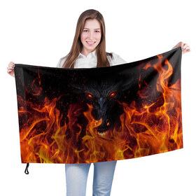 Флаг 3D с принтом Devil в Кировске, 100% полиэстер | плотность ткани — 95 г/м2, размер — 67 х 109 см. Принт наносится с одной стороны | devil | дьявол | монстр | огонь | ужас