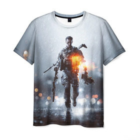 Мужская футболка 3D с принтом Battlefield в Кировске, 100% полиэфир | прямой крой, круглый вырез горловины, длина до линии бедер | battlefield | батла | боец | воин | игра | солдат