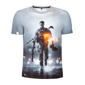 Мужская футболка 3D спортивная с принтом Battlefield в Кировске, 100% полиэстер с улучшенными характеристиками | приталенный силуэт, круглая горловина, широкие плечи, сужается к линии бедра | battlefield | батла | боец | воин | игра | солдат