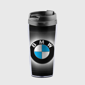 Термокружка-непроливайка с принтом BMW в Кировске, внутренняя часть — пищевой пластик, наружная часть — прозрачный пластик, между ними — полиграфическая вставка с рисунком | объем — 350 мл, герметичная крышка | bmw | бмв | лого | логотип