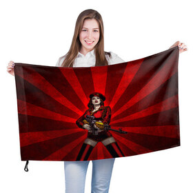Флаг 3D с принтом Red alert в Кировске, 100% полиэстер | плотность ткани — 95 г/м2, размер — 67 х 109 см. Принт наносится с одной стороны | девушка | оружие | снайпер | ссср