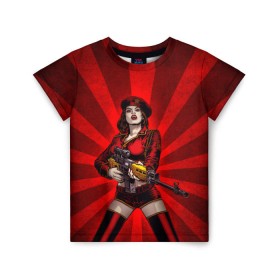 Детская футболка 3D с принтом Red alert в Кировске, 100% гипоаллергенный полиэфир | прямой крой, круглый вырез горловины, длина до линии бедер, чуть спущенное плечо, ткань немного тянется | девушка | оружие | снайпер | ссср