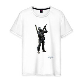 Мужская футболка хлопок с принтом Инженер 2 в Кировске, 100% хлопок | прямой крой, круглый вырез горловины, длина до линии бедер, слегка спущенное плечо. | battlefield | engineer | батлфилд | инженер | солдат