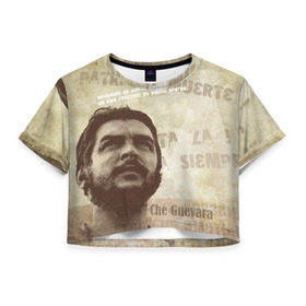 Женская футболка 3D укороченная с принтом Че Гевара в Кировске, 100% полиэстер | круглая горловина, длина футболки до линии талии, рукава с отворотами | о.м.с.к. | че | че гевара