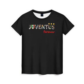 Женская футболка 3D с принтом JUVENTUS в Кировске, 100% полиэфир ( синтетическое хлопкоподобное полотно) | прямой крой, круглый вырез горловины, длина до линии бедер | juventus | италия | футбол | ювентус
