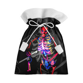 Подарочный 3D мешок с принтом Скелет в Кировске, 100% полиэстер | Размер: 29*39 см | bodyart | faceart | helloween | аквагрим | боди арт | бодиарт | замок | ключ | неоновый | свет | сердце | скелет | фейсарт | хэллоуин | череп