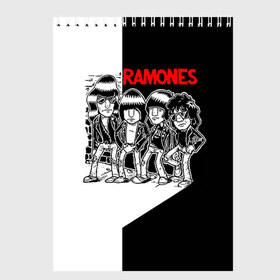 Скетчбук с принтом Ramones 1 в Кировске, 100% бумага
 | 48 листов, плотность листов — 100 г/м2, плотность картонной обложки — 250 г/м2. Листы скреплены сверху удобной пружинной спиралью | joey ramone | punk | джоуи рамон | панк | рамонез | рамонес
