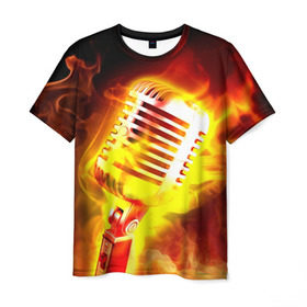 Мужская футболка 3D с принтом Микрофон в Кировске, 100% полиэфир | прямой крой, круглый вырез горловины, длина до линии бедер | 