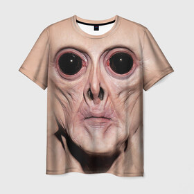 Мужская футболка 3D с принтом Пришелец в Кировске, 100% полиэфир | прямой крой, круглый вырез горловины, длина до линии бедер | взгляд | вселенная | инопланетянин | космос | пришелец