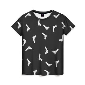 Женская футболка 3D с принтом Пистолеты в Кировске, 100% полиэфир ( синтетическое хлопкоподобное полотно) | прямой крой, круглый вырез горловины, длина до линии бедер | автоматы | мода | оружие | пистолеты | пушки