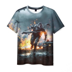 Мужская футболка 3D с принтом Battlefield в Кировске, 100% полиэфир | прямой крой, круглый вырез горловины, длина до линии бедер | battlefield | батла | батлфилд | игра