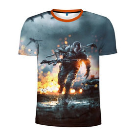 Мужская футболка 3D спортивная с принтом Battlefield в Кировске, 100% полиэстер с улучшенными характеристиками | приталенный силуэт, круглая горловина, широкие плечи, сужается к линии бедра | battlefield | батла | батлфилд | игра