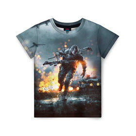 Детская футболка 3D с принтом Battlefield в Кировске, 100% гипоаллергенный полиэфир | прямой крой, круглый вырез горловины, длина до линии бедер, чуть спущенное плечо, ткань немного тянется | battlefield | батла | батлфилд | игра