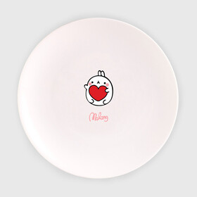 Тарелка с принтом Кролик Моланг (сердце) в Кировске, фарфор | диаметр - 210 мм
диаметр для нанесения принта - 120 мм | Тематика изображения на принте: molang | каваи | кролик | любовь | моланг | сердце