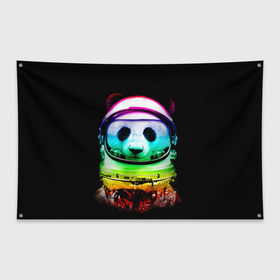 Флаг-баннер с принтом Панда космонавт в Кировске, 100% полиэстер | размер 67 х 109 см, плотность ткани — 95 г/м2; по краям флага есть четыре люверса для крепления | астронавт | звезды | космонавт | космос | панда | радуга
