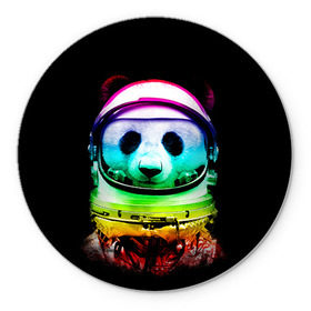 Коврик круглый с принтом Панда космонавт в Кировске, резина и полиэстер | круглая форма, изображение наносится на всю лицевую часть | астронавт | звезды | космонавт | космос | панда | радуга