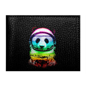 Обложка для студенческого билета с принтом Панда космонавт в Кировске, натуральная кожа | Размер: 11*8 см; Печать на всей внешней стороне | Тематика изображения на принте: астронавт | звезды | космонавт | космос | панда | радуга