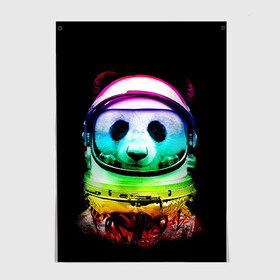 Постер с принтом Панда космонавт в Кировске, 100% бумага
 | бумага, плотность 150 мг. Матовая, но за счет высокого коэффициента гладкости имеет небольшой блеск и дает на свету блики, но в отличии от глянцевой бумаги не покрыта лаком | астронавт | звезды | космонавт | космос | панда | радуга