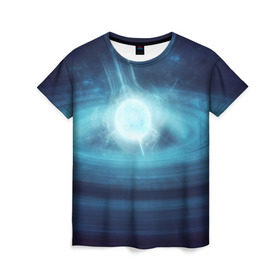 Женская футболка 3D с принтом Пульсар в Кировске, 100% полиэфир ( синтетическое хлопкоподобное полотно) | прямой крой, круглый вырез горловины, длина до линии бедер | космос