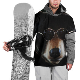Накидка на куртку 3D с принтом Медведь в очках в Кировске, 100% полиэстер |  | Тематика изображения на принте: животное | медведь | новая | очки | природа | стильная