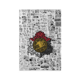Обложка для паспорта матовая кожа с принтом Fairy Tail - Fire & Sky & Iron в Кировске, натуральная матовая кожа | размер 19,3 х 13,7 см; прозрачные пластиковые крепления | fairy | tail | грей | лого | логотип | люси | нацу | эрза