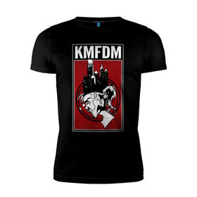 Мужская футболка премиум с принтом KMFDM 2013 в Кировске, 92% хлопок, 8% лайкра | приталенный силуэт, круглый вырез ворота, длина до линии бедра, короткий рукав | Тематика изображения на принте: industrial | город | крик