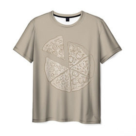 Мужская футболка 3D с принтом Пицца в Кировске, 100% полиэфир | прямой крой, круглый вырез горловины, длина до линии бедер | грибы | еда | колбаса | кусок | пицца | помидоры