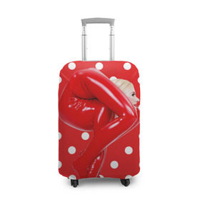 Чехол для чемодана 3D с принтом Гибкость в Кировске, 86% полиэфир, 14% спандекс | двустороннее нанесение принта, прорези для ручек и колес | белый | германия | гибкость | горошек | девушка | красный | латекс | юлия гюнтель