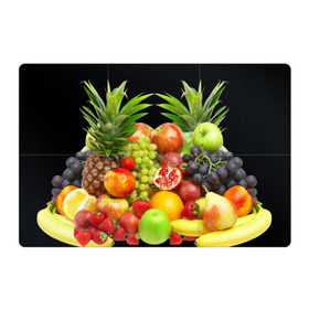 Магнитный плакат 3Х2 с принтом Фрукты в Кировске, Полимерный материал с магнитным слоем | 6 деталей размером 9*9 см | ананас | апельсин | арбуз | банан | виноград | гранат | груша | клубника | фрукты | яблоко | ягоды