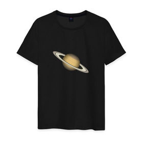 Мужская футболка хлопок с принтом Сатурн - Saturn в Кировске, 100% хлопок | прямой крой, круглый вырез горловины, длина до линии бедер, слегка спущенное плечо. | Тематика изображения на принте: космос | планета | сатурн