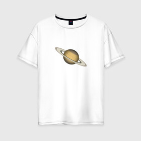 Женская футболка хлопок Oversize с принтом Сатурн - Saturn в Кировске, 100% хлопок | свободный крой, круглый ворот, спущенный рукав, длина до линии бедер
 | космос | планета | сатурн