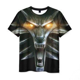 Мужская футболка 3D с принтом Волк в Кировске, 100% полиэфир | прямой крой, круглый вырез горловины, длина до линии бедер | волк | железный | зверь | койот | металл | серебро