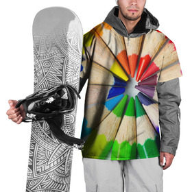 Накидка на куртку 3D с принтом Карандаши в Кировске, 100% полиэстер |  | карандаш | радуга | разноцветная | цветная