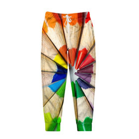Мужские брюки 3D с принтом Карандаши в Кировске, 100% полиэстер | манжеты по низу, эластичный пояс регулируется шнурком, по бокам два кармана без застежек, внутренняя часть кармана из мелкой сетки | карандаш | радуга | разноцветная | цветная