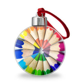 Ёлочный шар с принтом Карандаши в Кировске, Пластик | Диаметр: 77 мм | карандаш | радуга | разноцветная | цветная