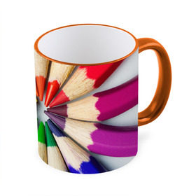 Кружка 3D с принтом Карандаши в Кировске, керамика | ёмкость 330 мл | Тематика изображения на принте: карандаш | радуга | разноцветная | цветная