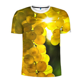 Мужская футболка 3D спортивная с принтом Виноград в Кировске, 100% полиэстер с улучшенными характеристиками | приталенный силуэт, круглая горловина, широкие плечи, сужается к линии бедра | виноград | виноградник | лоза | лучи | солнце | ягоды