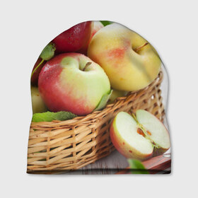 Шапка 3D с принтом Яблоки в Кировске, 100% полиэстер | универсальный размер, печать по всей поверхности изделия | корзина | красные | яблоки