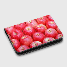 Картхолдер с принтом с принтом Яблоки в Кировске, натуральная матовая кожа | размер 7,3 х 10 см; кардхолдер имеет 4 кармана для карт; | красные | плоды | уражай | фрукты | яблоки