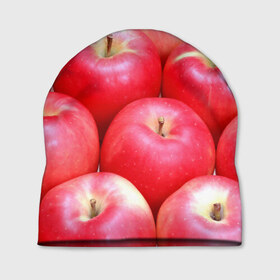 Шапка 3D с принтом Яблоки в Кировске, 100% полиэстер | универсальный размер, печать по всей поверхности изделия | красные | плоды | уражай | фрукты | яблоки