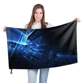Флаг 3D с принтом Светящиеся фигуры в Кировске, 100% полиэстер | плотность ткани — 95 г/м2, размер — 67 х 109 см. Принт наносится с одной стороны | темный | черный