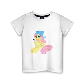 Детская футболка хлопок с принтом Флаттершай в Кировске, 100% хлопок | круглый вырез горловины, полуприлегающий силуэт, длина до линии бедер | fluttershy | my little pony | мой маленький пони | пони | флаттершай