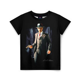 Детская футболка 3D с принтом L.A. Noire в Кировске, 100% гипоаллергенный полиэфир | прямой крой, круглый вырез горловины, длина до линии бедер, чуть спущенное плечо, ткань немного тянется | los angeles | лос анджелес | нуар