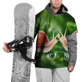 Накидка на куртку 3D с принтом Улитки в Кировске, 100% полиэстер |  | зеленая | любовь | природа | улитка