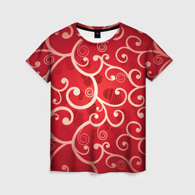 Женская футболка 3D с принтом Background в Кировске, 100% полиэфир ( синтетическое хлопкоподобное полотно) | прямой крой, круглый вырез горловины, длина до линии бедер | hearts | red | romantic | valentine | прикольные | сердечки | фон